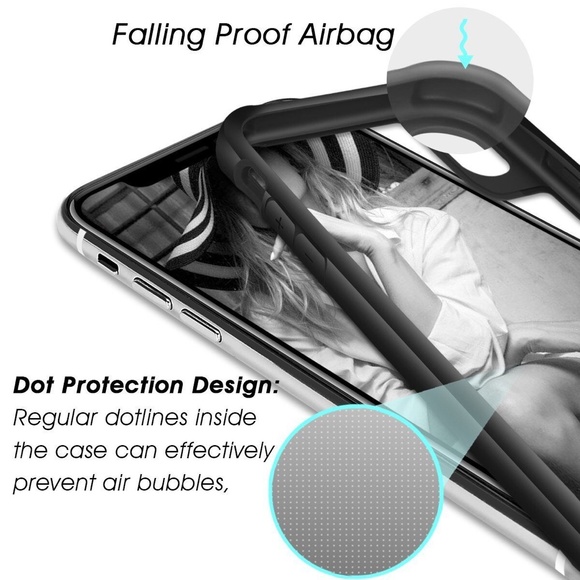 NEW Case for iPhone X Clear Case Premium TPU Hard PC Clear Back Matte Black - Picture 5 of 6